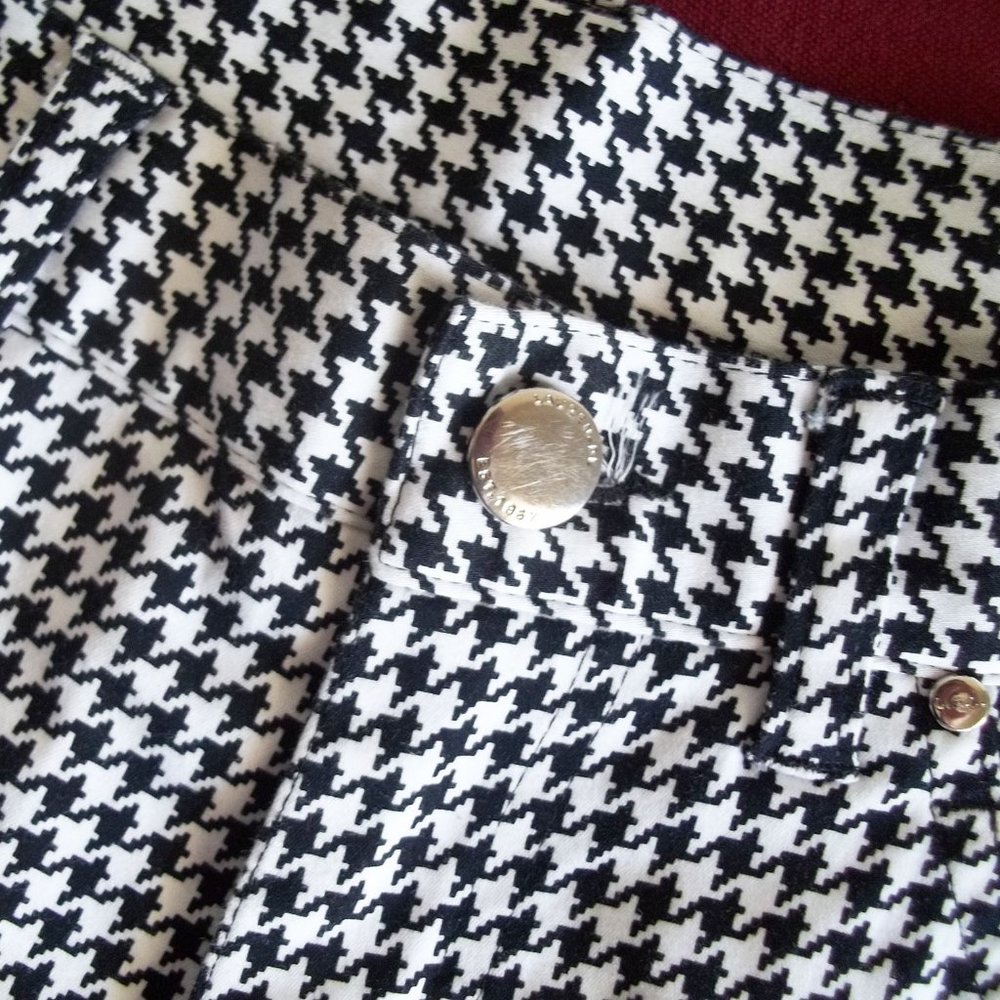LAUREN Ralph Lauren Capris Cropped Pant Black White Houndstooth Cotton Stretch 4 - Picture 5 of 6